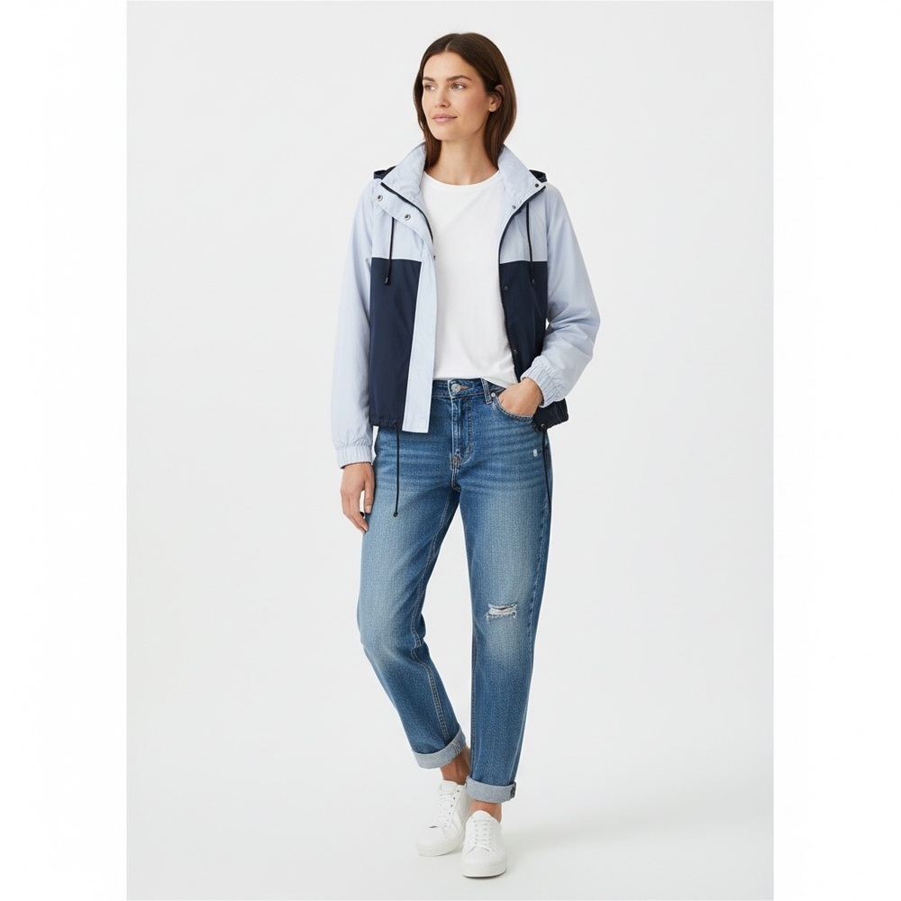 Hollister California Blue Hooded Shell Jacket - SIze Small
